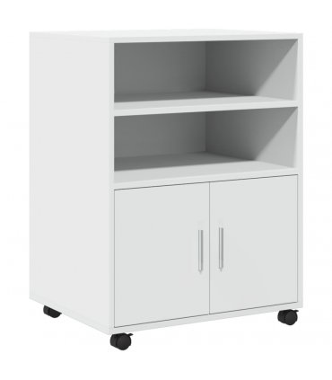 vidaXL Rolling Cabinet White 60x48x81 cm Engineered Wood