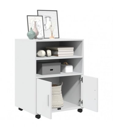 vidaXL Rolling Cabinet White 60x48x81 cm Engineered Wood