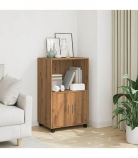 vidaXL Rolling Cabinet Artisian Oak 55x40x91 cm Engineered Wood