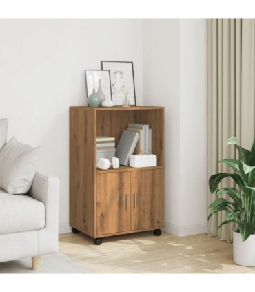 vidaXL Rolling Cabinet Artisian Oak 55x40x91 cm Engineered Wood