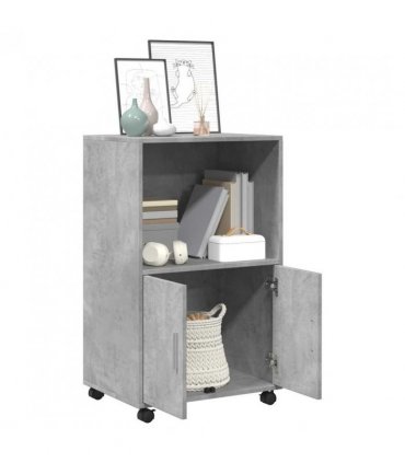 vidaXL Rolling Cabinet Concrete Grey 55x40x91 cm Engineered Wood