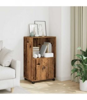 vidaXL Rolling Cabinet Old Wood 55x40x91 cm Engineered Wood