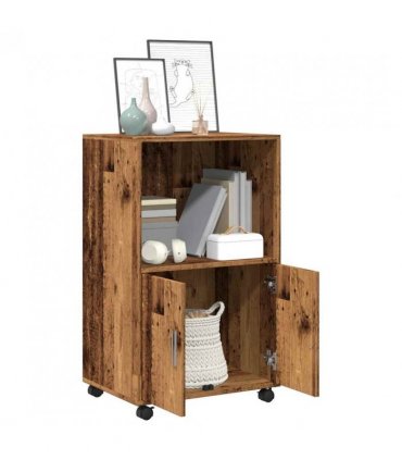 vidaXL Rolling Cabinet Old Wood 55x40x91 cm Engineered Wood