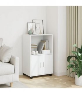 vidaXL Rolling Cabinet White 55x40x91 cm Engineered Wood