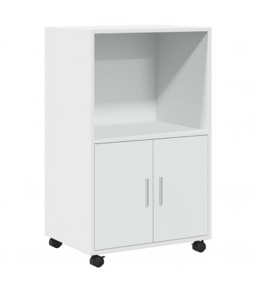 vidaXL Rolling Cabinet White 55x40x91 cm Engineered Wood