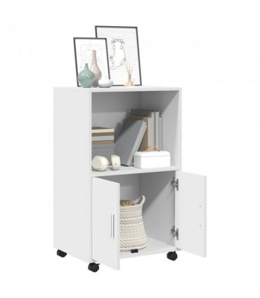 vidaXL Rolling Cabinet White 55x40x91 cm Engineered Wood