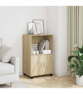 vidaXL Rolling Cabinet Sonoma Oak 55x40x91 cm Engineered Wood