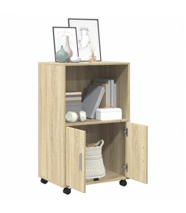 vidaXL Rolling Cabinet Sonoma Oak 55x40x91 cm Engineered Wood