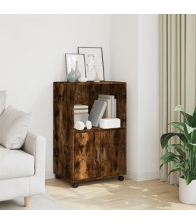 vidaXL Rolling Cabinet Smoked Oak 55x40x91 cm Engineered Wood