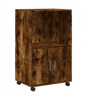 vidaXL Rolling Cabinet Smoked Oak 55x40x91 cm Engineered Wood