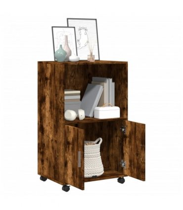 vidaXL Rolling Cabinet Smoked Oak 55x40x91 cm Engineered Wood