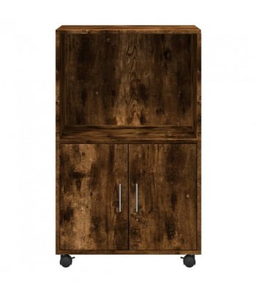 vidaXL Rolling Cabinet Smoked Oak 55x40x91 cm Engineered Wood