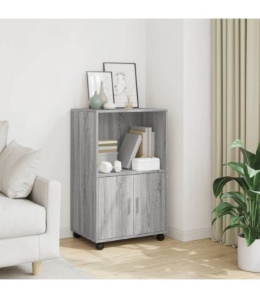 vidaXL Rolling Cabinet Grey sonoma 55x40x91 cm Engineered Wood
