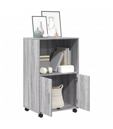 vidaXL Rolling Cabinet Grey sonoma 55x40x91 cm Engineered Wood