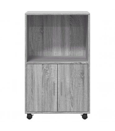 vidaXL Rolling Cabinet Grey sonoma 55x40x91 cm Engineered Wood