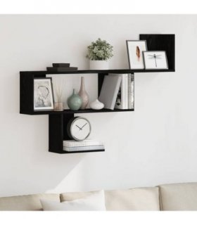 vidaXL Wall Shelf Black Oak 100x15x70 cm Engineered Wood