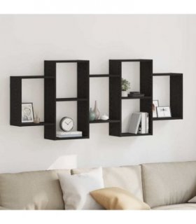 vidaXL Wall Shelf Black Oak 159x18x65 cm Engineered Wood — Size: 159 x 18 x 65 cm