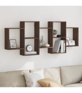 vidaXL Wall Shelf Brown Oak 159x18x65 cm Engineered Wood — Size: 159 x 18 x 65 cm