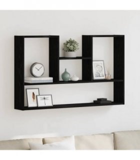 vidaXL Wall Shelf Black Oak 99x15x60 cm Engineered Wood