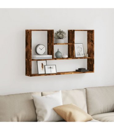 vidaXL Wall Shelf Smoked Oak 99x15x60 cm Engineered Wood