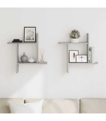 vidaXL Wall Shelves 2 pcs Grey Sonoma 50x12x50 cm Engineered Wood — Size: 50 x 12 x 50 cm