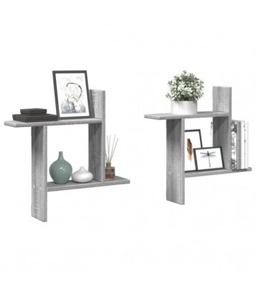 vidaXL Wall Shelves 2 pcs Grey Sonoma 50x12x50 cm Engineered Wood — Size: 50 x 12 x 50 cm
