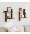vidaXL Wall Shelves 2 pcs Smoked Oak 50x12x50 cm Engineered Wood — Size: 50 x 12 x 50 cm