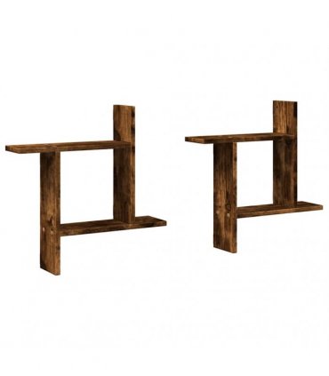 vidaXL Wall Shelves 2 pcs Smoked Oak 50x12x50 cm Engineered Wood — Size: 50 x 12 x 50 cm