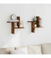 vidaXL Wall Shelves 2 pcs Smoked Oak 38x12x38 cm Engineered Wood — Size: 38 x 12 x 38 cm