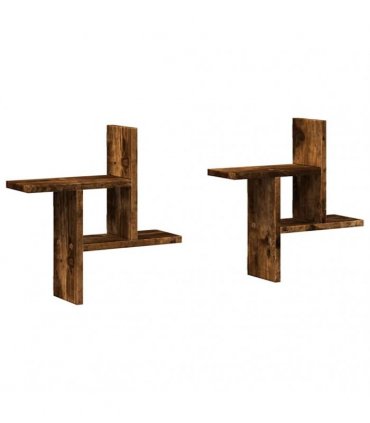vidaXL Wall Shelves 2 pcs Smoked Oak 38x12x38 cm Engineered Wood — Size: 38 x 12 x 38 cm