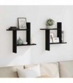 vidaXL Wall Shelves 2 pcs Black 50x12x50 cm Engineered Wood — Size: 50 x 12 x 50 cm