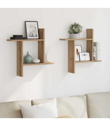 vidaXL Wall Shelves 2 pcs Artisian Oak 50x12x50 cm Engineered Wood — Size: 50 x 12 x 50 cm