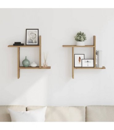 vidaXL Wall Shelves 2 pcs Artisian Oak 50x12x50 cm Engineered Wood — Size: 50 x 12 x 50 cm