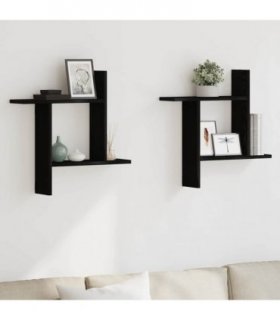 vidaXL Wall Shelves 2 pcs Black Oak 50x12x50 cm Engineered Wood — Size: 50 x 12 x 50 cm