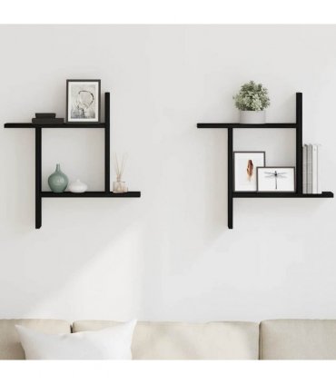 vidaXL Wall Shelves 2 pcs Black Oak 50x12x50 cm Engineered Wood — Size: 50 x 12 x 50 cm
