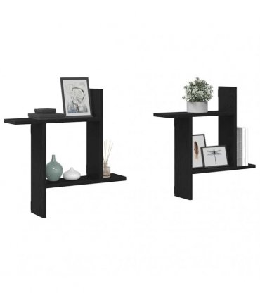 vidaXL Wall Shelves 2 pcs Black Oak 50x12x50 cm Engineered Wood — Size: 50 x 12 x 50 cm