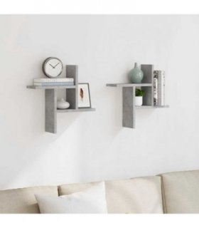 vidaXL Wall Shelves 2 pcs Concrete Grey 38x12x38 cm Engineered Wood — Size: 38 x 12 x 38 cm