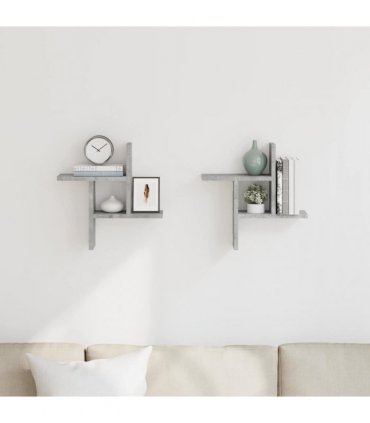 vidaXL Wall Shelves 2 pcs Concrete Grey 38x12x38 cm Engineered Wood — Size: 38 x 12 x 38 cm