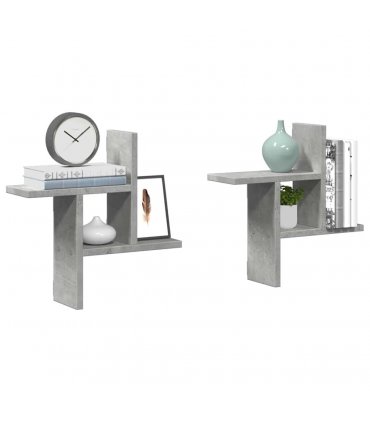 vidaXL Wall Shelves 2 pcs Concrete Grey 38x12x38 cm Engineered Wood — Size: 38 x 12 x 38 cm