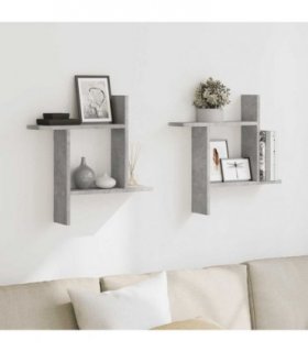 vidaXL Wall Shelves 2 pcs Concrete Grey 50x12x50 cm Engineered Wood — Size: 50 x 12 x 50 cm