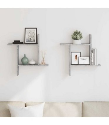 vidaXL Wall Shelves 2 pcs Concrete Grey 50x12x50 cm Engineered Wood — Size: 50 x 12 x 50 cm