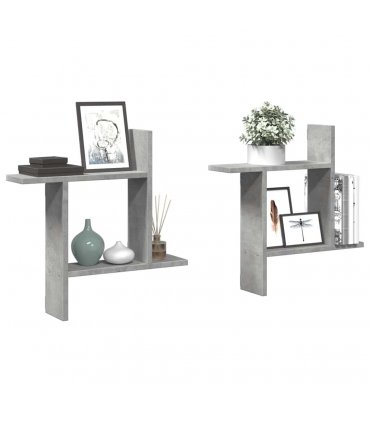 vidaXL Wall Shelves 2 pcs Concrete Grey 50x12x50 cm Engineered Wood — Size: 50 x 12 x 50 cm