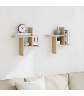 vidaXL Wall Shelves 2 pcs Sonoma Oak 38x12x38 cm Engineered Wood — Size: 38 x 12 x 38 cm