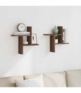 vidaXL Wall Shelves 2 pcs Brown Oak 38x12x38 cm Engineered Wood — Size: 38 x 12 x 38 cm