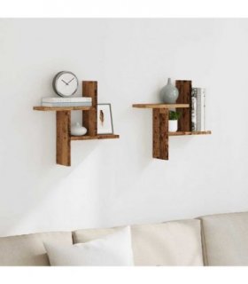 vidaXL Wall Shelves 2 pcs Old Wood 38x12x38 cm Engineered Wood — Size: 38 x 12 x 38 cm
