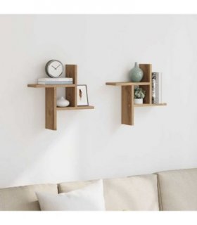 vidaXL Wall Shelves 2 pcs Artisian Oak 38x12x38 cm Engineered Wood — Size: 38 x 12 x 38 cm