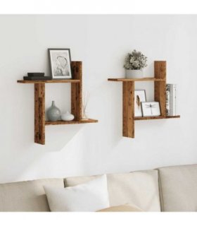 vidaXL Wall Shelves 2 pcs Old Wood 50x12x50 cm Engineered Wood — Size: 50 x 12 x 50 cm
