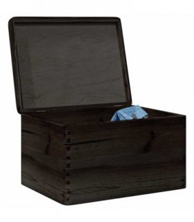 vidaXL Wooden Box with Lid Black 40x30x23 cm Solid Wood Pine — Size: 40 x 30 x 23 cm