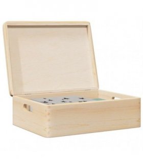 vidaXL Wooden Box with Lid and Handles 40x30x13 cm Solid Woo — Colour: natural, Size: 40 x 30 x 13 cm, Model: with lid & handles