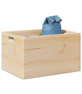 vidaXL Wooden Box with Handles 40x30x23 cm Solid Wood Pine — Colour: natural, Size: 40 x 30 x 23 cm